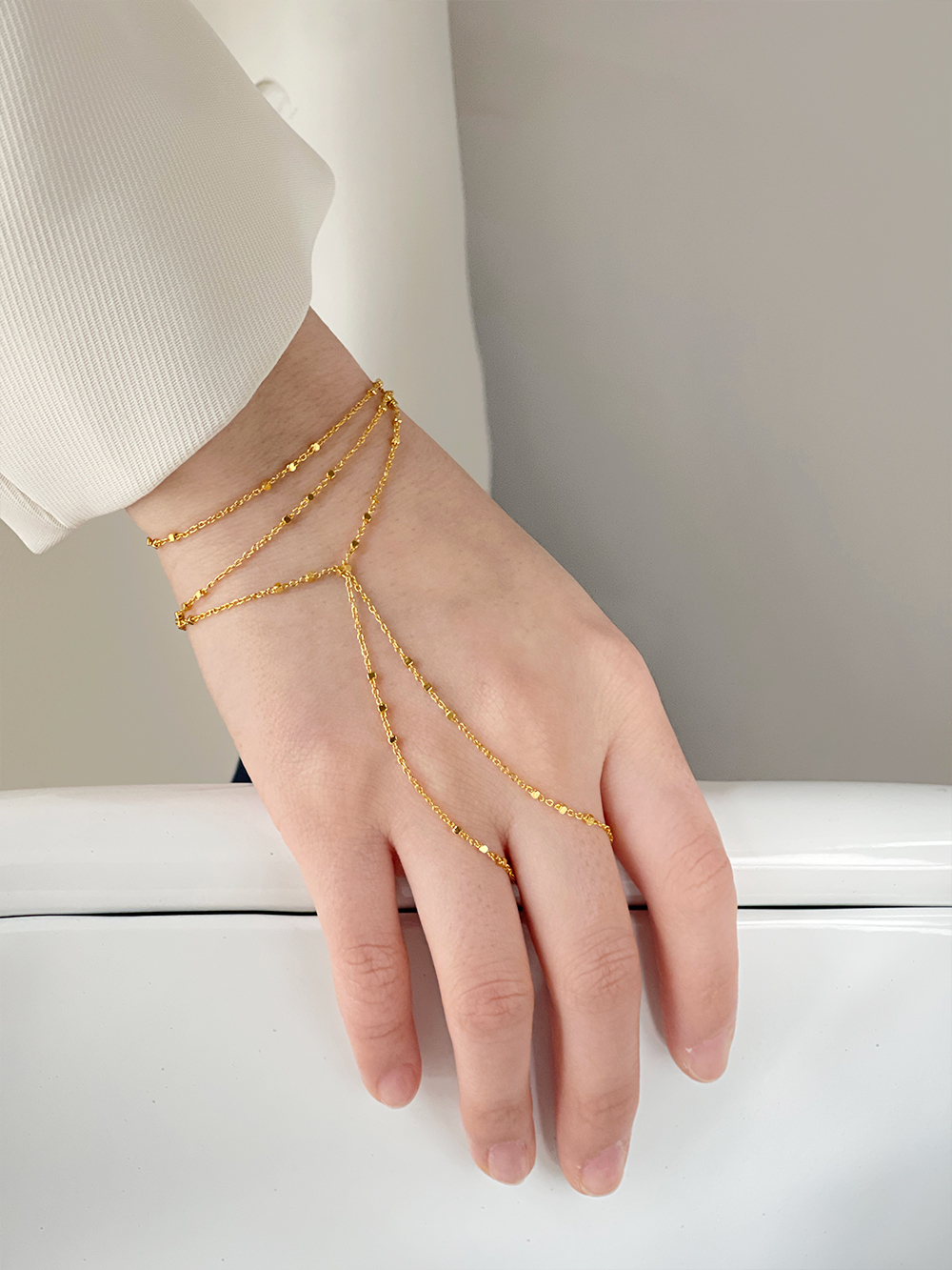 per'sBox Squisito braccialetto con catena di perline colore oro da dito al polso Bracciale Vintage ▾ regolabile avvolgente attorno al schiavo Gioielli a strati
