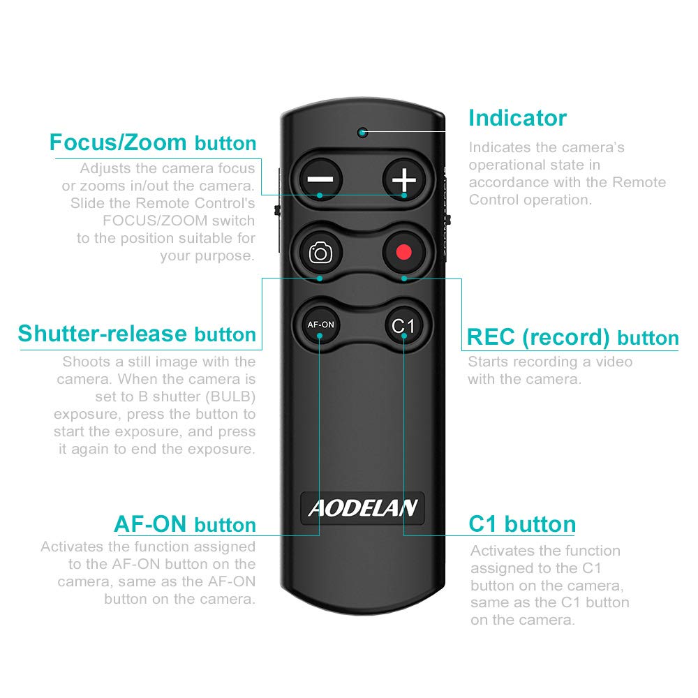 AODELAN Bluetooth Remote Control for Sony A7 III, A7R III, A6100, A6400, A6600, RX100 VII, RX0 II, A7R IV, A9, A9 II, ZV-1, A7C