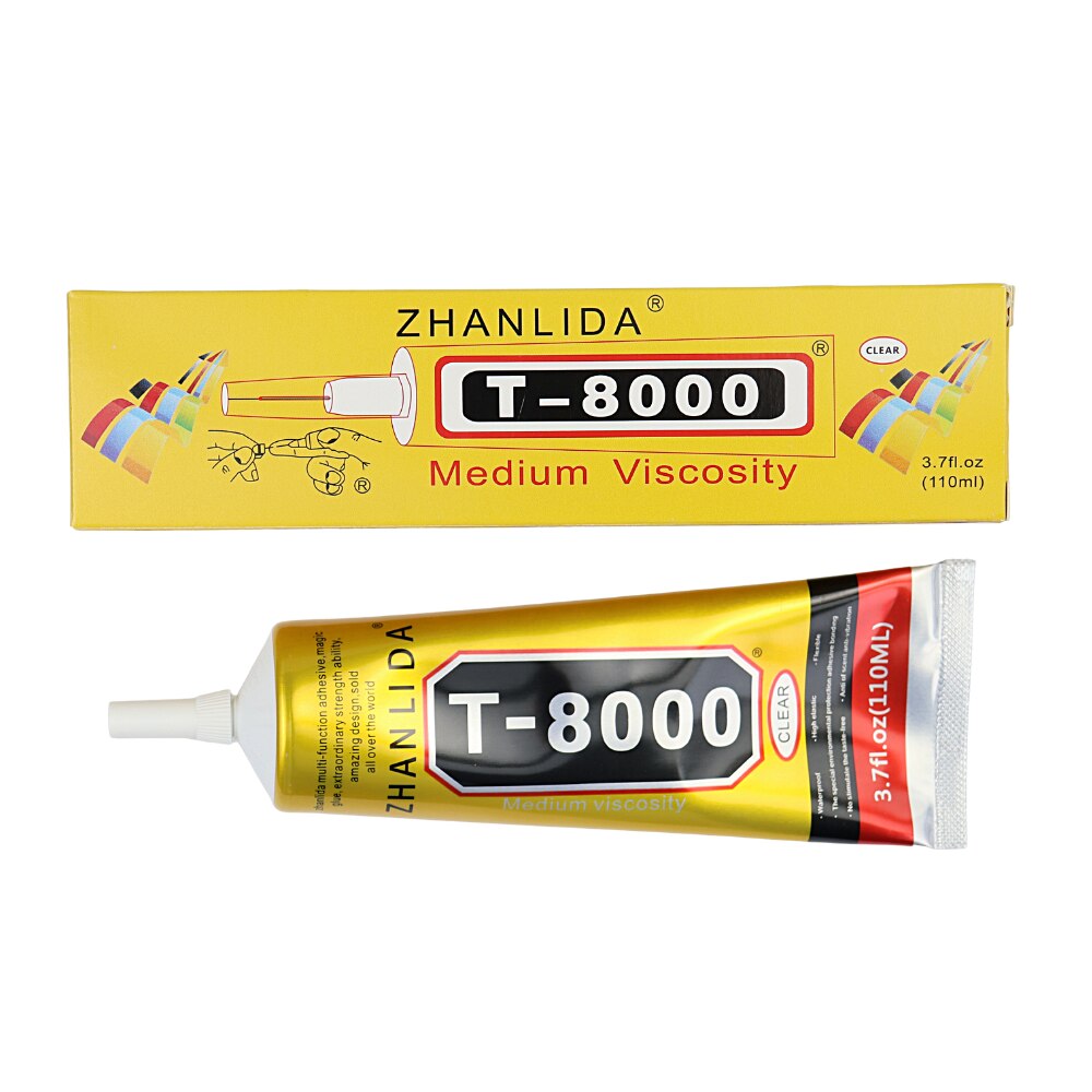 Zhanlida-adhesivo transparente de contacto para reparación de tabletas y teléfonos móviles, pegamento de componentes electrónicos con punta aplicadora de precisión, T8000, 110ML