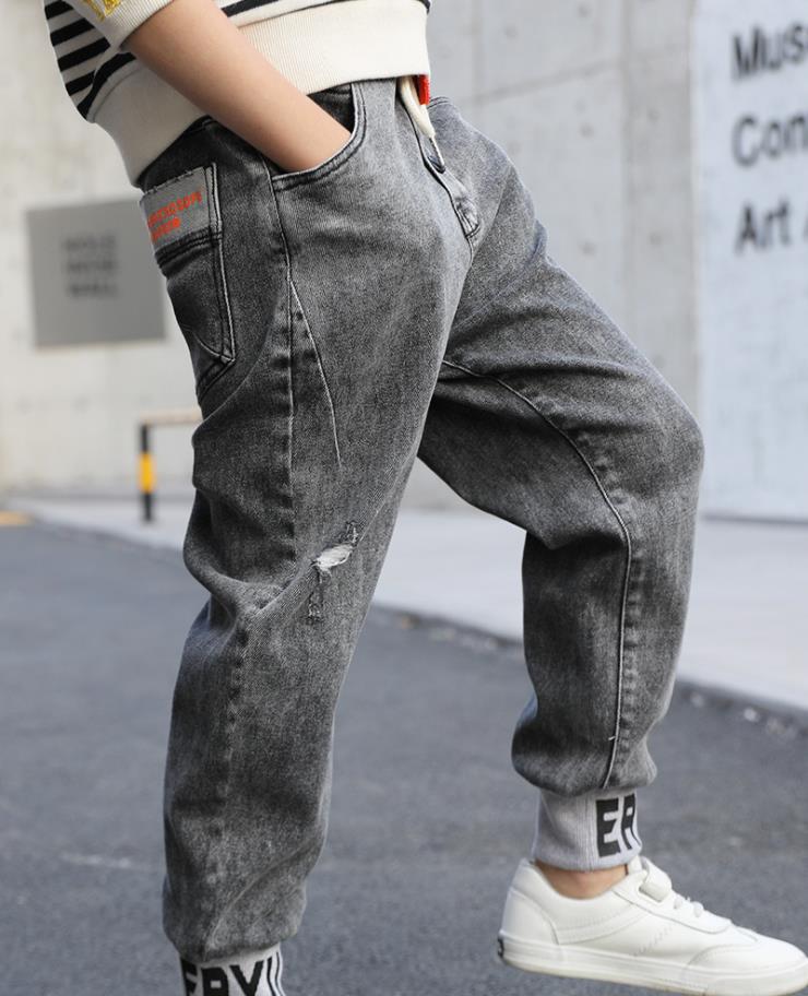 110-150cm Boys Casual Jeans Trousers Autumn Denim Pants Kids Children Loose Pants Bottoms Clothing 4-11Y