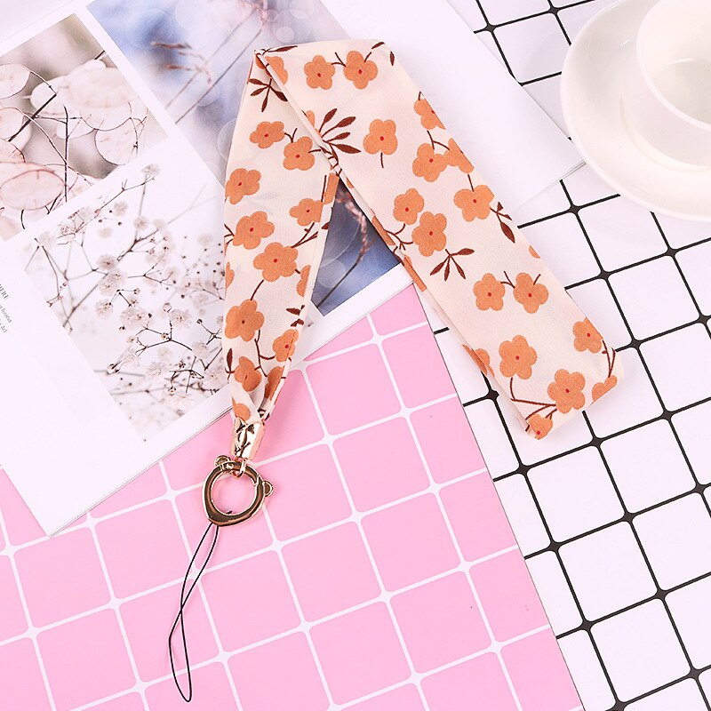 Mobile silk Lanyard neck strap for key card phone string kawaii wrist strap hand key cord necklace phone holder rope