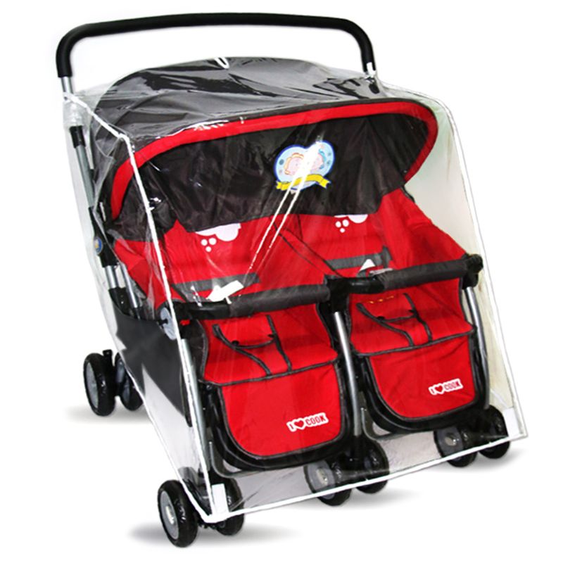 Baby Kinderwagen Regen Abdeckung für Zwillinge Klar Kinderwagen Regenmantel Wind Staub Schild