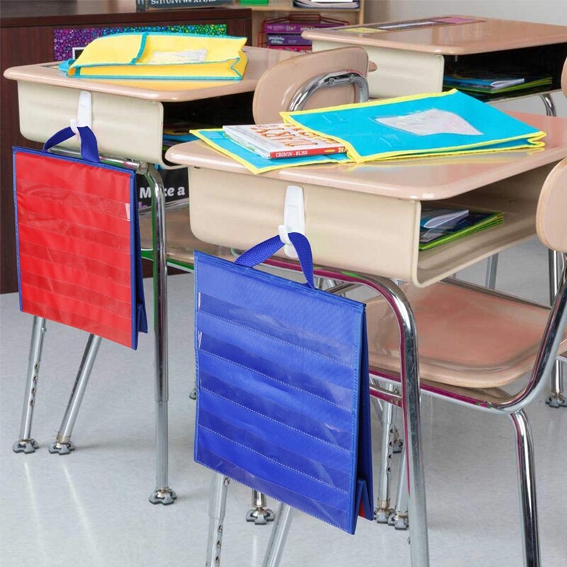 Double-Sided Self-Standing Foldable Kids Desktop Tabletop Pocket Chart Classroom Home Teaching Children Educational Tool