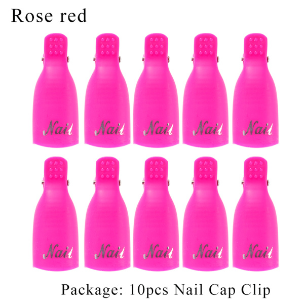 10 pc plastique Nail Art tremper Clips capuchon Gel vernis à ongles dissolvant Clips ongles dégraissant nettoyant manucure ongles outil LAND136: Rose red