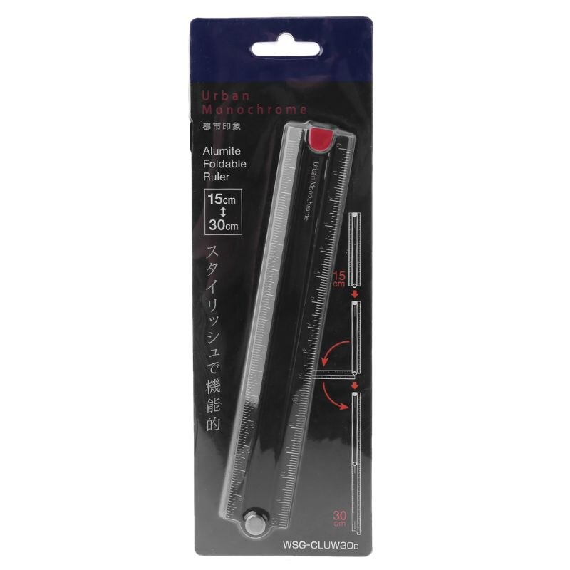 Aluminum Alloy Foldable 15cm-30cm Ruler Simple 90 Folding Metal Stationery Rule