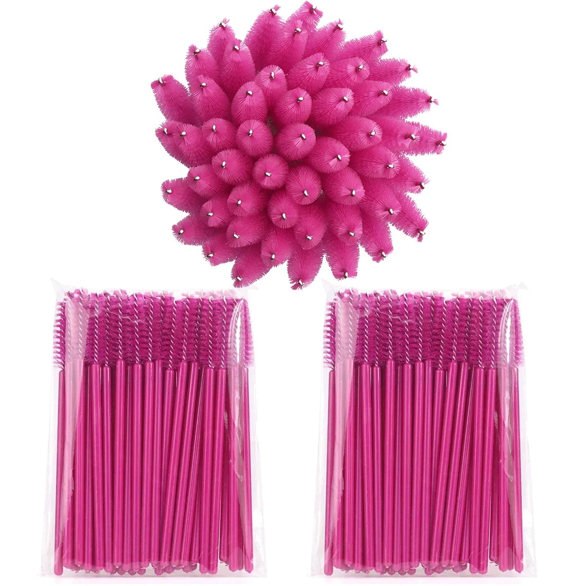 100 pçs escovas de cílios descartáveis carretéis micro lash rímel varinhas pentes atacado para extensão de cílios maquiagem ferramentas cosméticas: Marfim