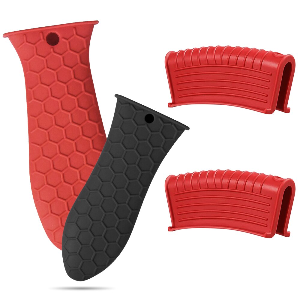 Silicone Handle Holder, 4 Pack Assist Pan Handle Sleeve Pot Holders Non Slip Rubber Pot Holders Cast Iron Skillets Handles: Combination 02