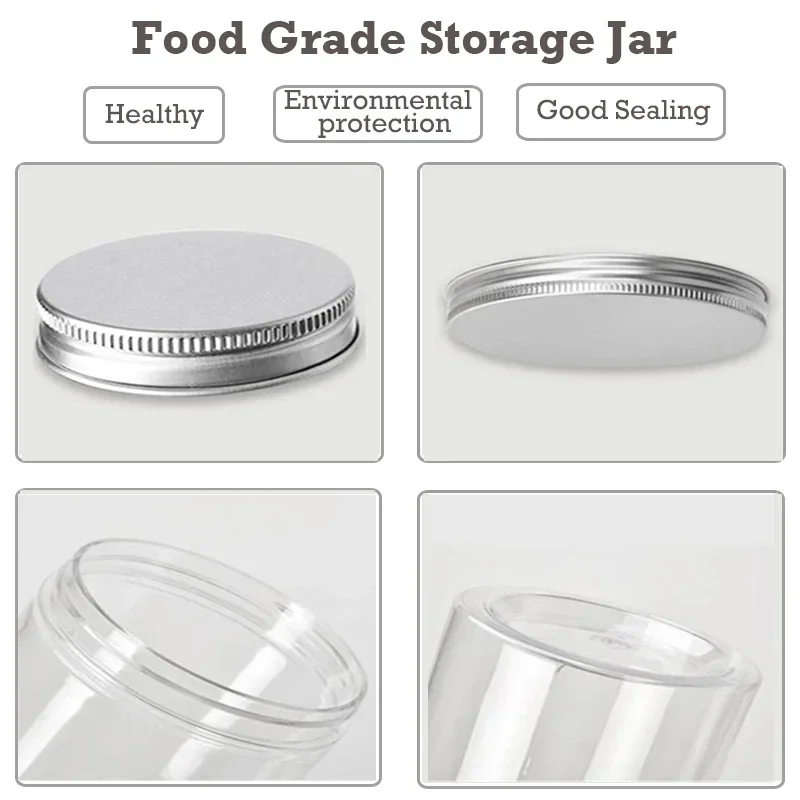 Pots vides en plastique de 200ml, 20 pièces, pot transparent pour animaux de compagnie, récipient cosmétique pour crème pour le visage, pot de stockage de grains de bonbons, fournitures de cuisine à domicile
