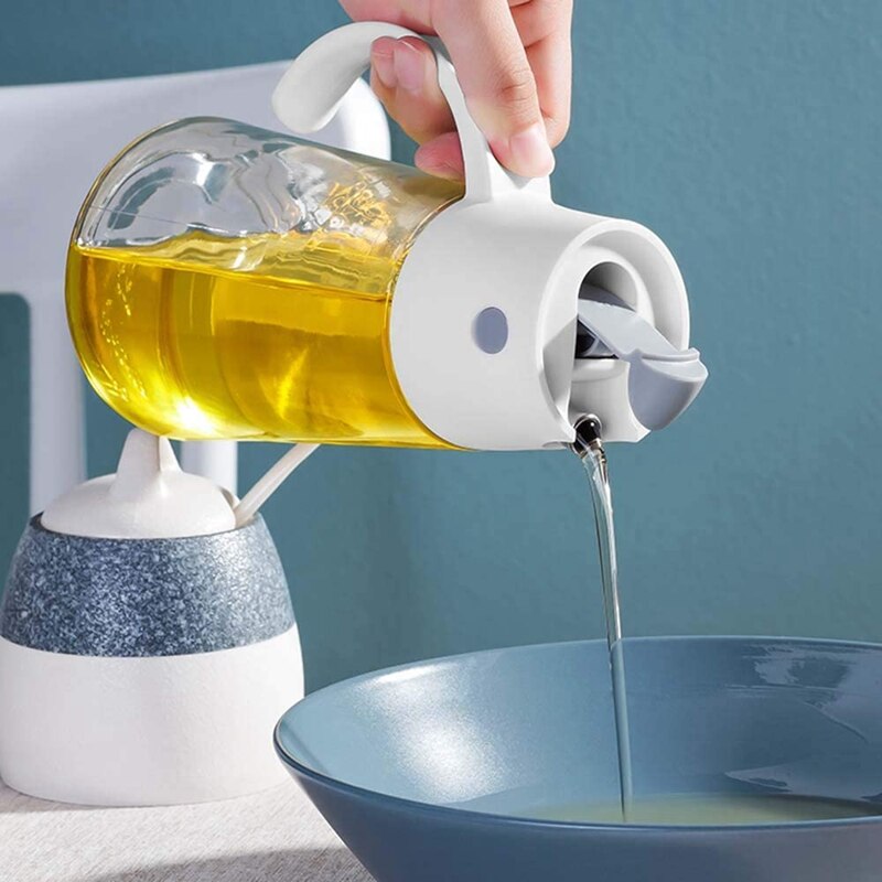 Botella dispensadora de aceite de oliva, con tapa automática, muletas de cristal, 18 Oz, antideslizante