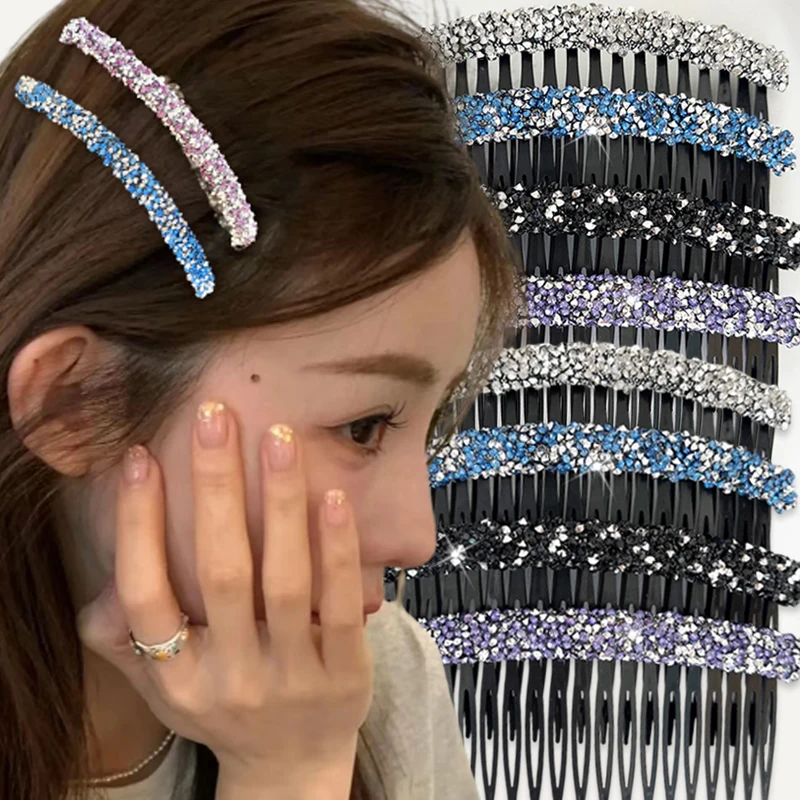 Peines de inserción de cristal para mujeres y niñas, Clips fijos para el cabello roto, organizador de Cabeza trasera, accesorios coreanos para el cabello, Clip para el cabello, peine para flequillo