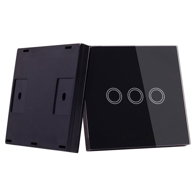 Eu Standard Double Control Switch Wireless Remote Control Transmitter 433 Mhz Glass Panel Switch Shape For Wall Light: 3 gang B transmitter
