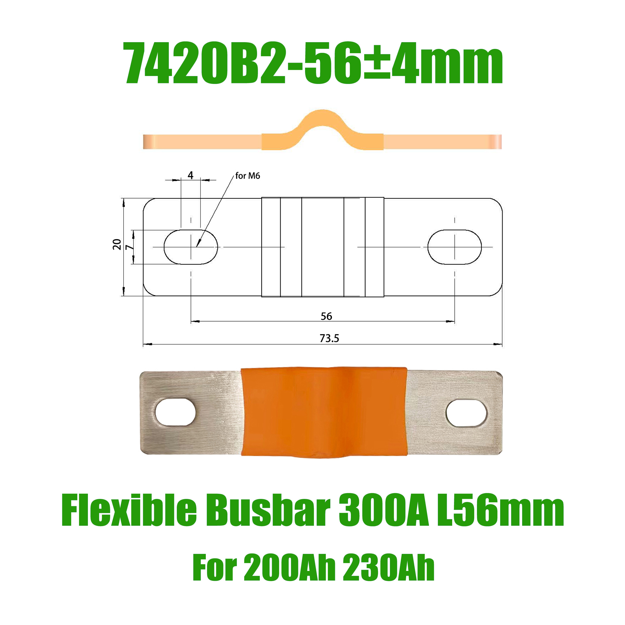 Flexible Sammelschiene Lifepo4-Batterieklemmen, solide Lithium-Bänder, Clips, Bolzen, Verbindungsstange, reines Kupfer, 280 Ah, 320 Ah, Isolationsabdeckung: Grey