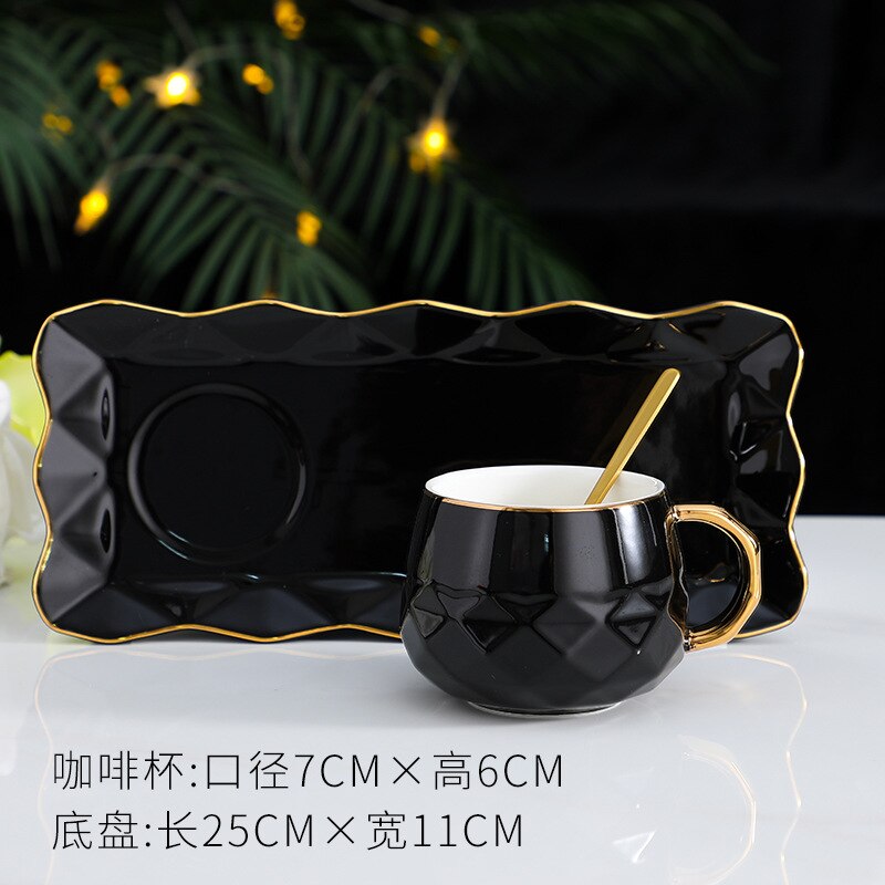 China Ceramic Cups Coffee Mugs Drink for Mugs Tea Cup and Saucer Coffe Cups Coffee Cup Set Breakfast Cup Tea Set: Black