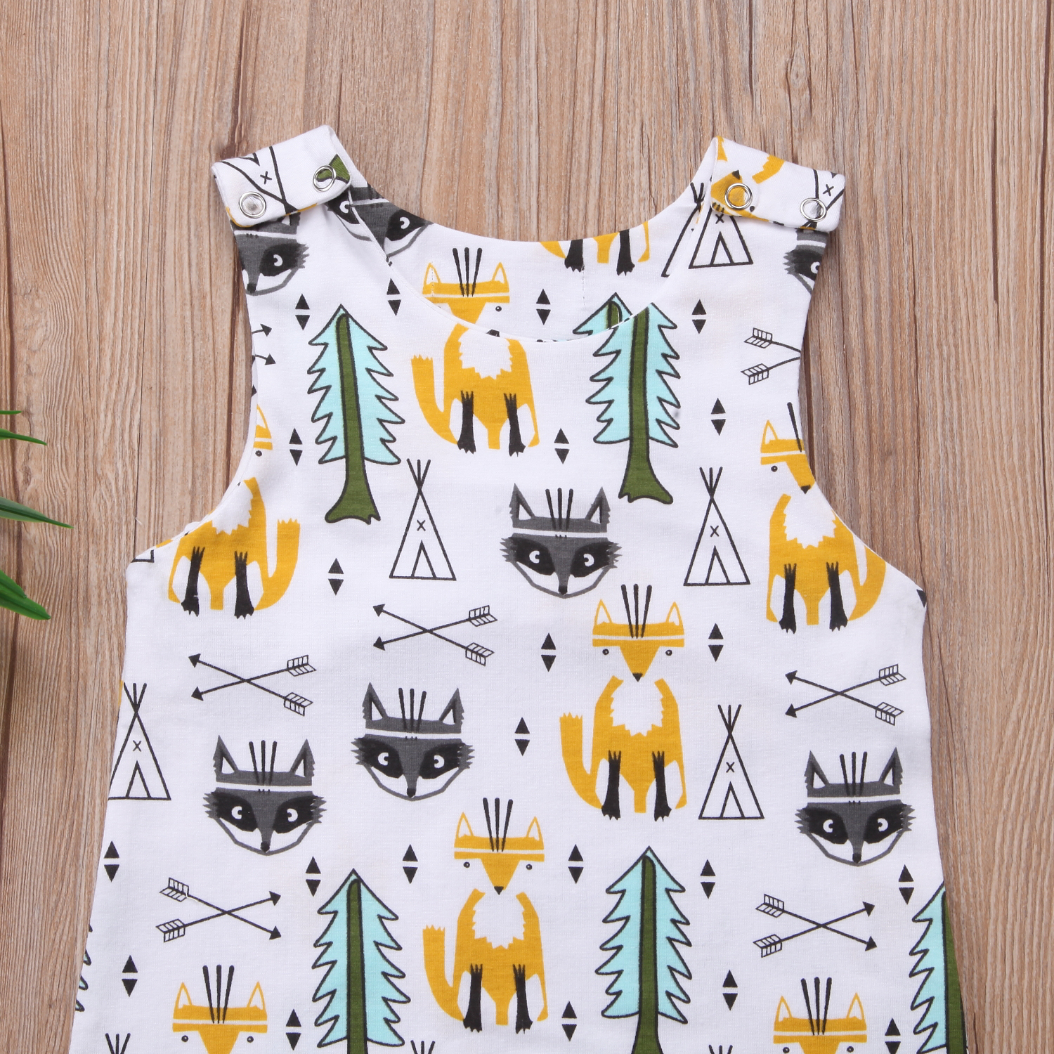 Brand 0-24M Newborn Infant Baby Boy Girl Cartoon Tribe Romper Cotton Jumpsuit Outfits Sleeveless Summer Clothes