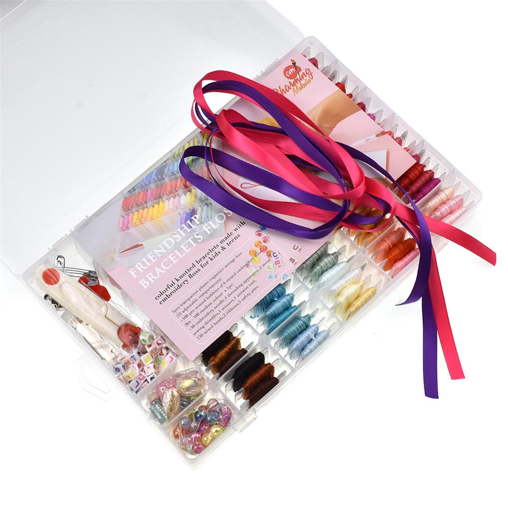Kids Embroidery Floss Thread DIY Cross Stitch Kit Letter Beads Ribbons Friendship Bracelet String Sewing Kit