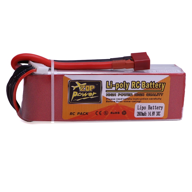 1 Pcs ZOP Power 14.8V 2800mAh 4S 30C Lipo Battery T/XT60 Plug High Power