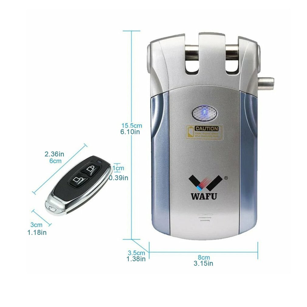 WAFU, cerradura electrónica de Control remoto inalámbrico, cerradura Invisible sin llave para puerta de entrada con 4 controladores remotos, cerradura de mortaja eléctrica