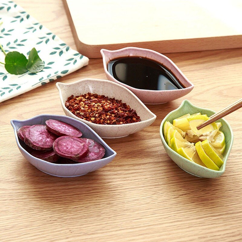 Mini Dip Saucer Sauce Tray Snack Bowl Sauce Sugar Dish Leaf Shape Set