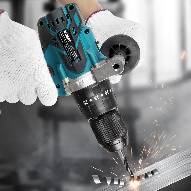 WOSAI 12V 16V 20V bezszczotkowy wiertarka elektryczna 28NM-115NM wkrętarka bezprzewodowa mini śrubokręt elektryczny wiertarka udarowa