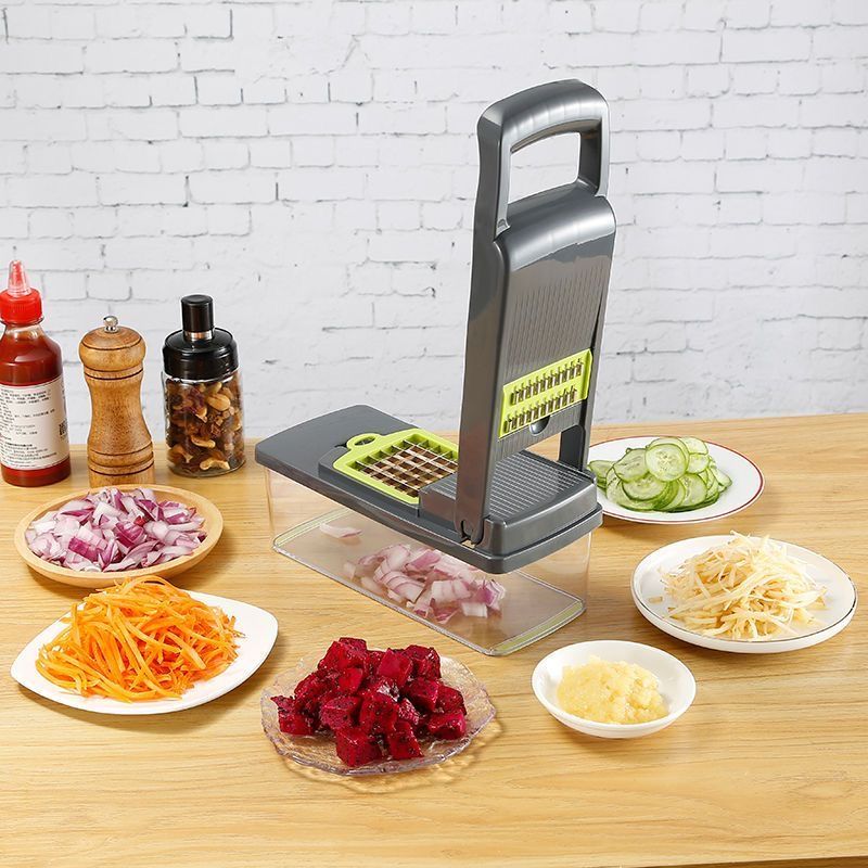 Cocina 14/16 in 1 multifunktionell grönsakshackare skivare strimlare med korg fruktskärare potatisstrimlare morotsmalningsprylar