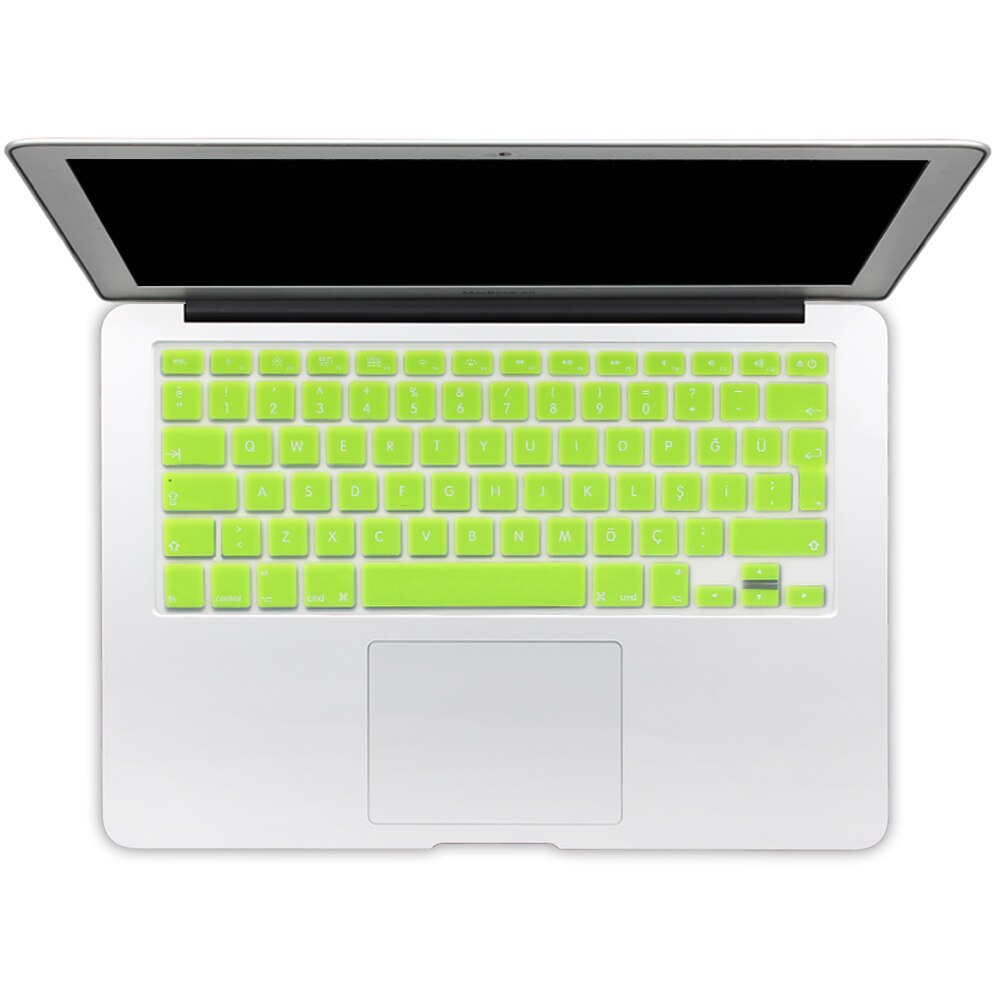 Autocollants de protection de clavier en Silicone de Version turque de l'ue pour Apple Macbook Pro 13 15 17 Retina Mac Air 13 couverture de clavier: neon yellow