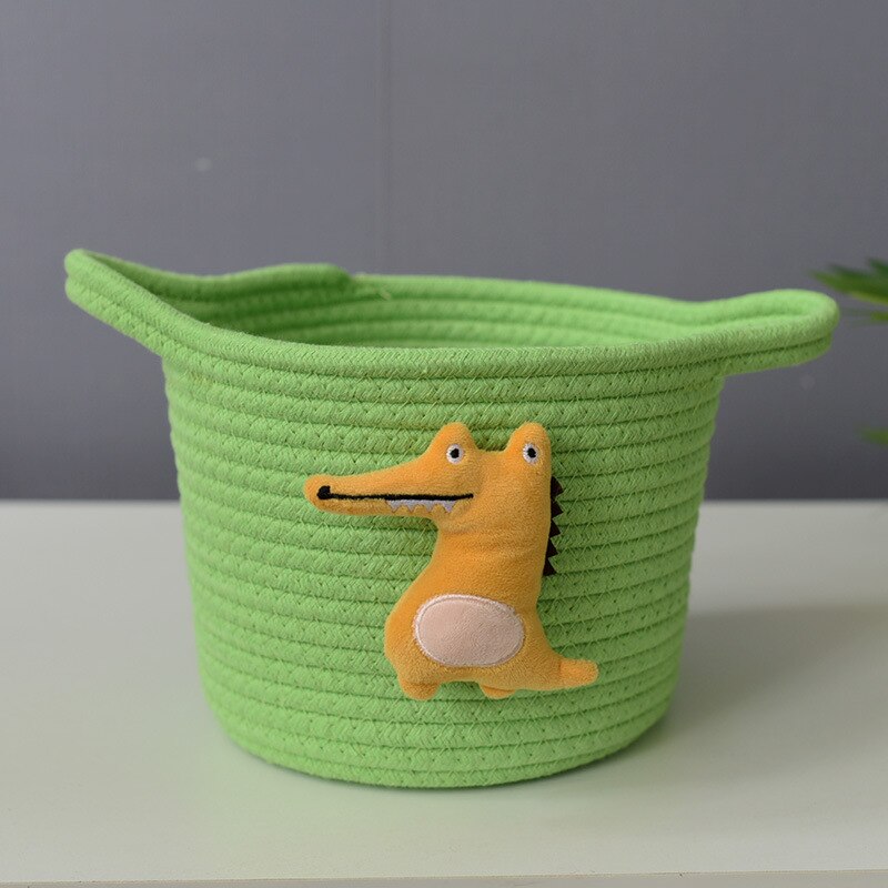 Krokodil Opslag Mand, Katoenen Touw Opslag Mand Opbergdoos Weven, Geweven Bloem Mand Katoenen Draad: 5