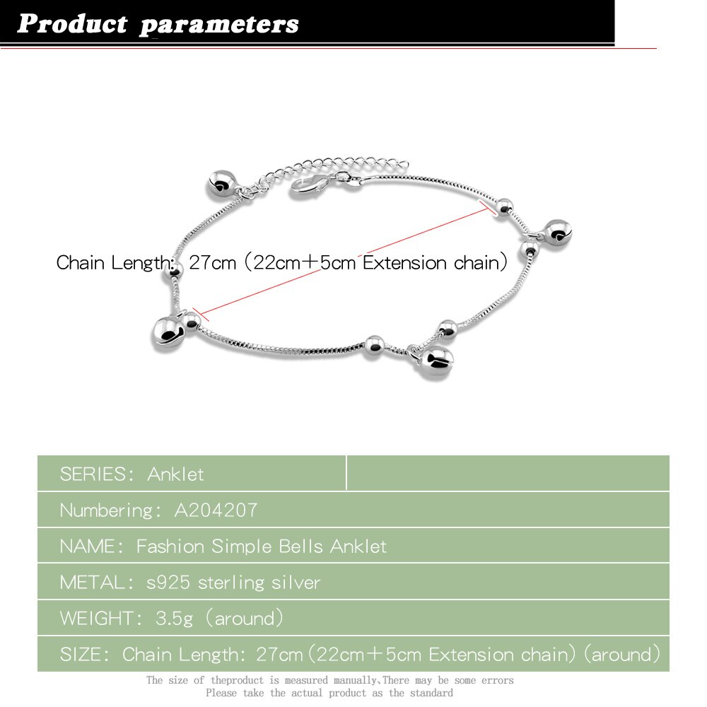neue solide echten 925 Sterling silber frauen fußkettchen, glocke bein Armbinde. silber schmuck