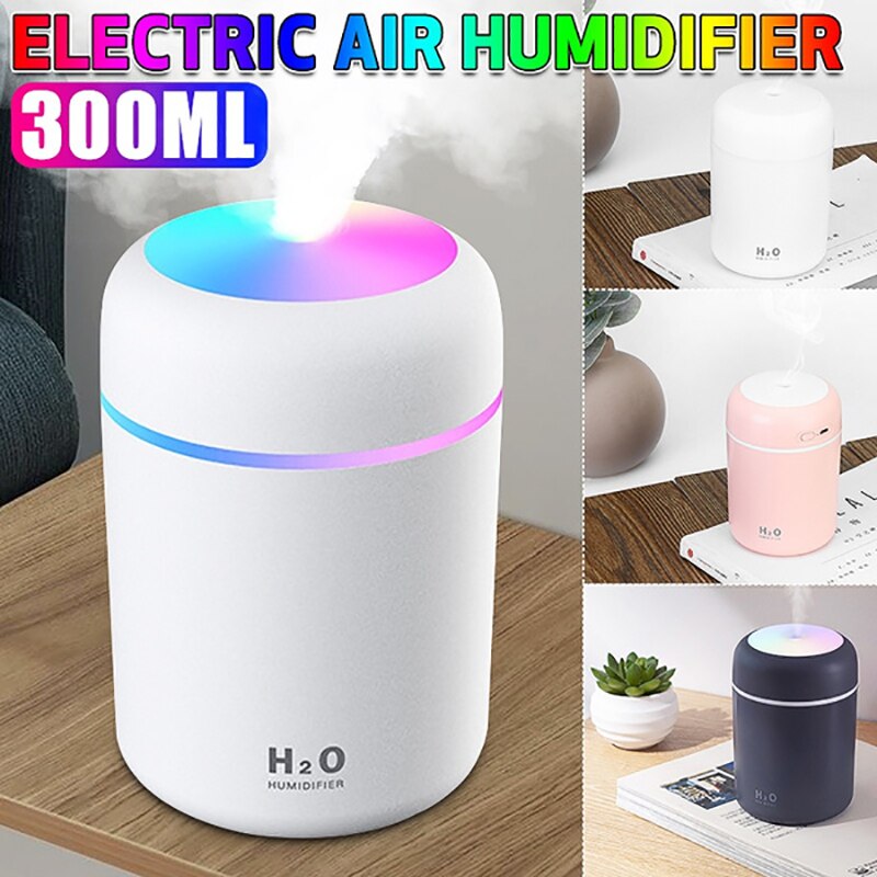 Humidificador con luz de colores, difusor de Aroma ultrasónico USB, purificador de aire con luz romántica