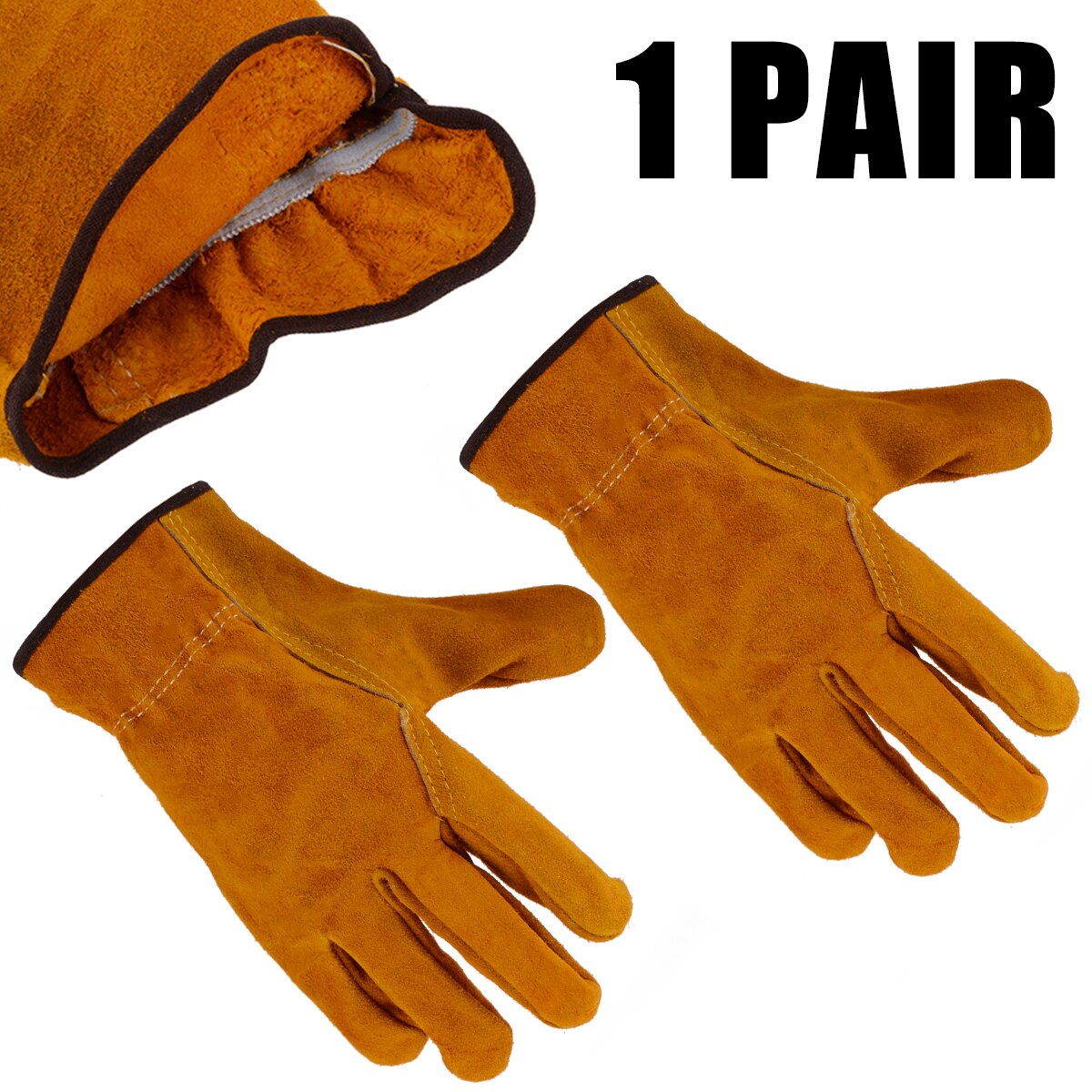 1 Set Slijtvaste Tuinieren mannen Werken Veiligheid Handschoenen Lassen Beschermende Lederen Huishoudelijke Handschoenen