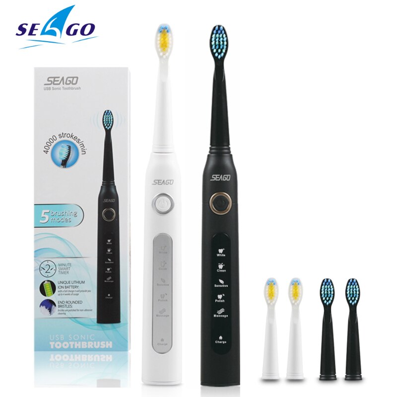 Sonic Electric Toothbrush Brand Teeth Whitening Replacement Brush Heads USB Recharging Tooth Brush Dental Teeth Cleaner White