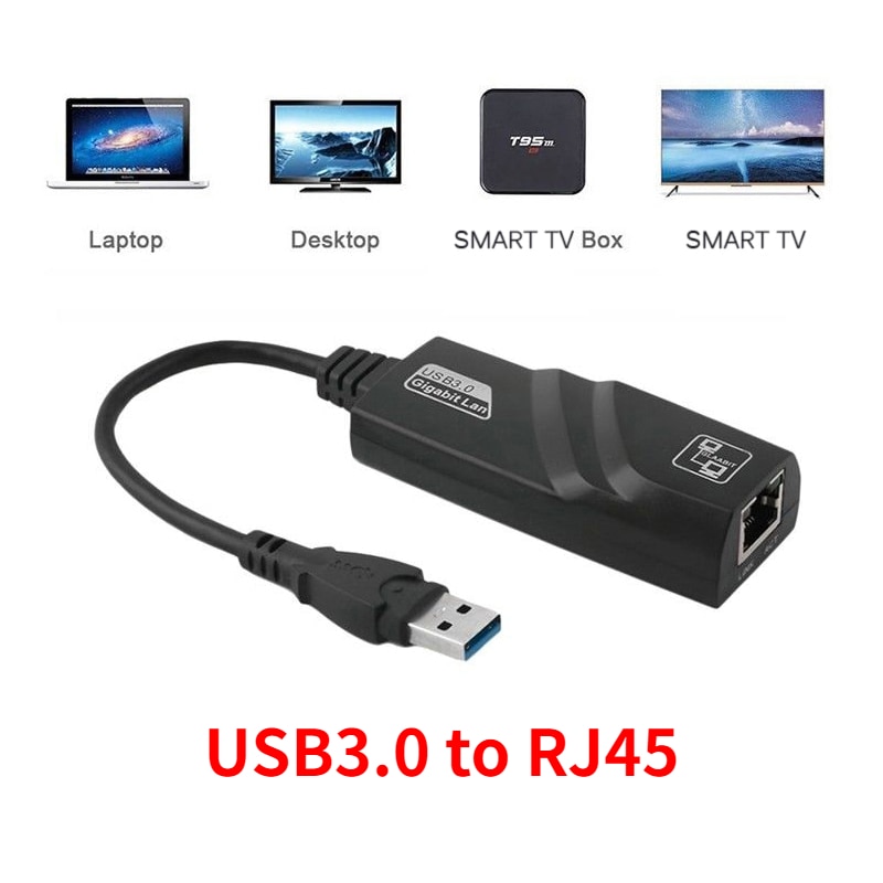 USB Ethernet Adapter USB 3.0 to 10/100/1000 Gigabit Ethernet Internet Adapter for laptop desktop TV box