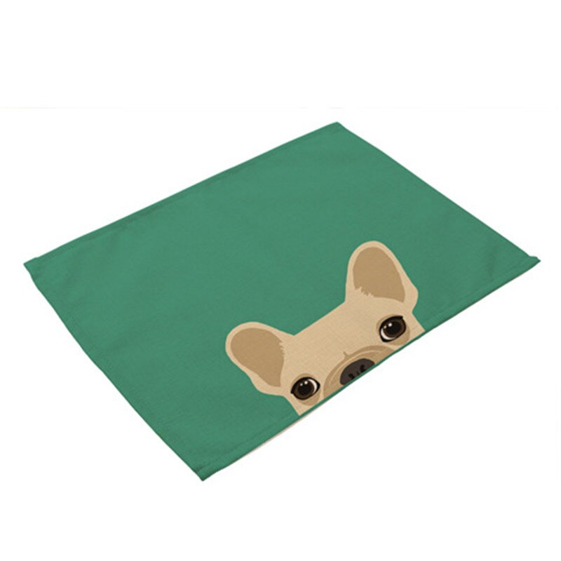 1 stk hund kat mønster dækkeserviet spisebordsmåtte drikkeunderlag western pad bomuld linned kop måtte 42*32cm køkken tilbehør  ma0001: -en