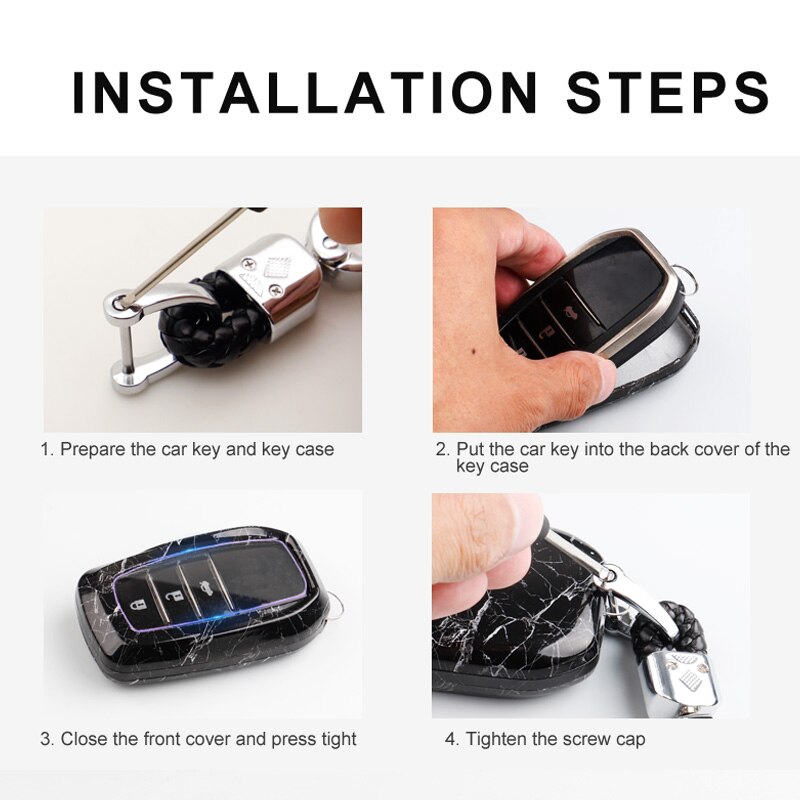 ABS Stone printed Car Key Case For Toyota C-HR CHR Camry corolla Vios RAV4 YARIS Levin Crown Remote smart key bag