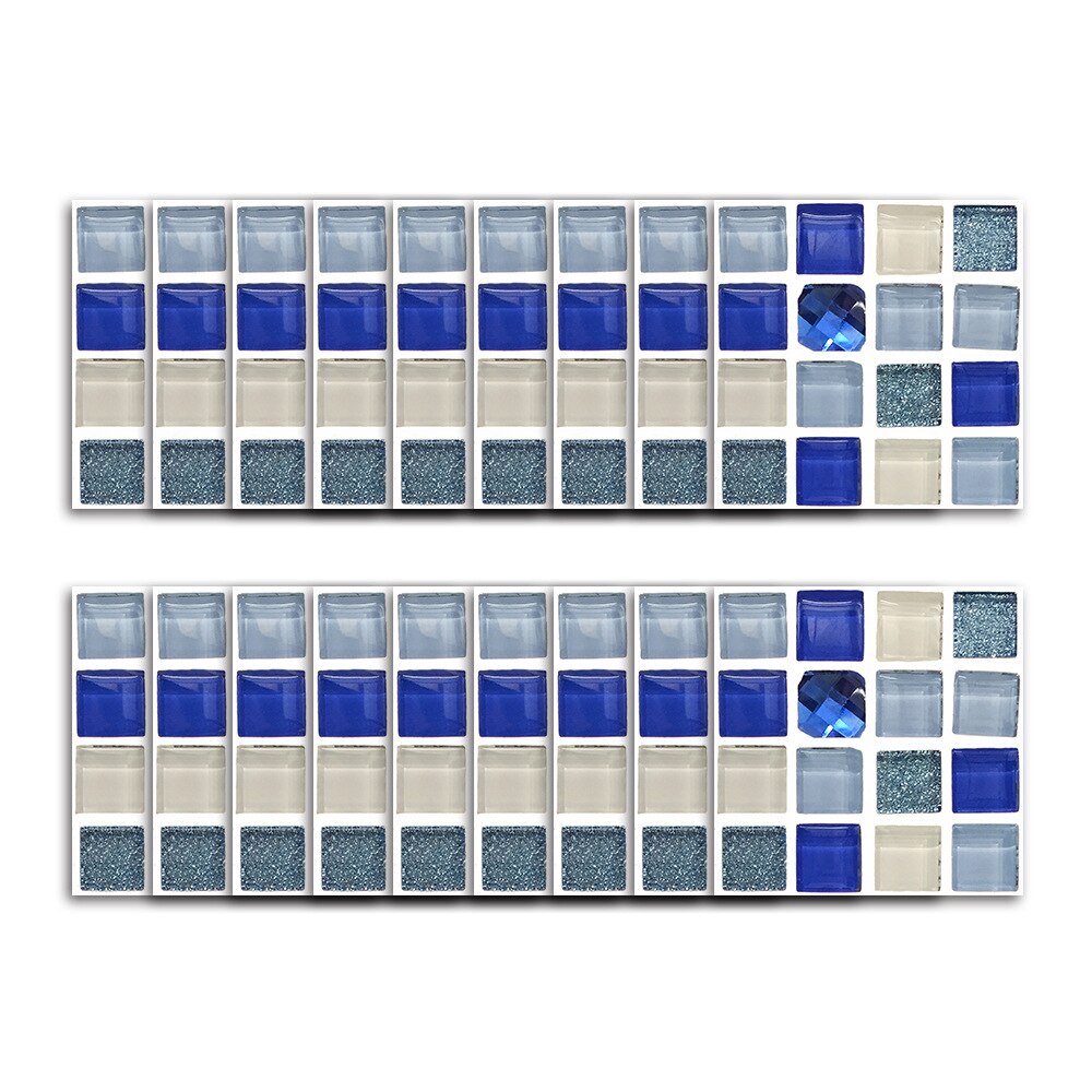 18 Stks/partij Blauw Kristal Glas Mozaïek Badkamer Refurbished Stereo Wandtegel Plakken