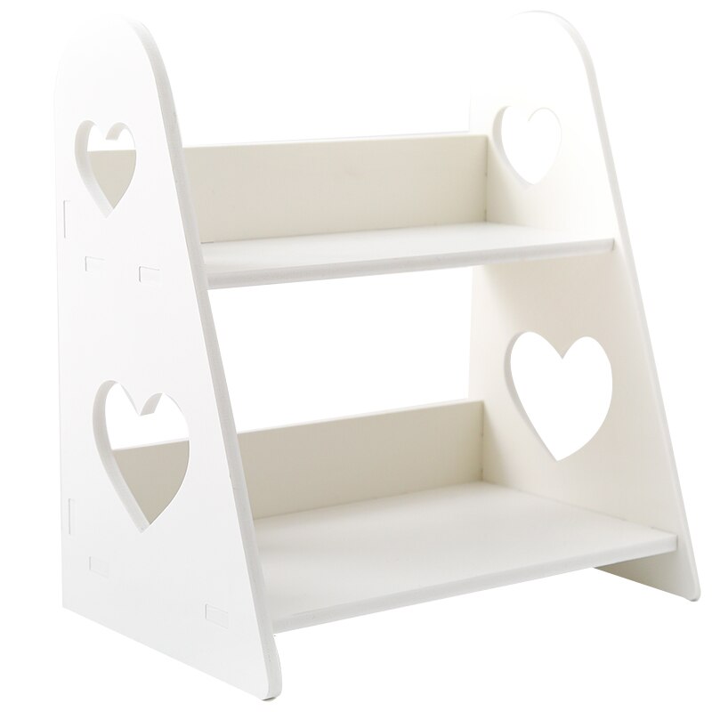 White DIY desktop organizer shelf holder cosmetics and stationery holder double-deck desktop shelf