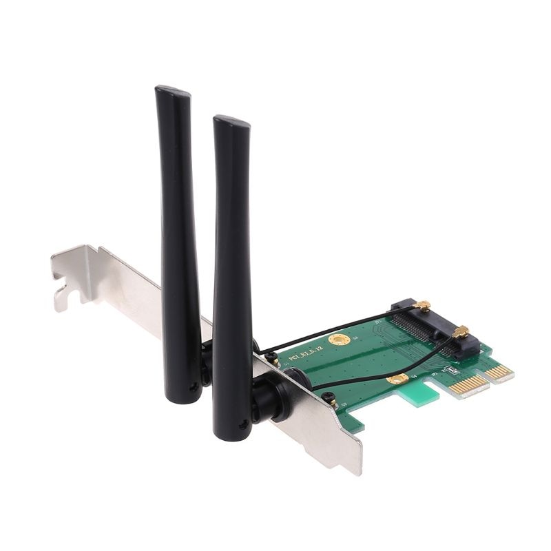 Tarjeta inalámbrica wi-fi Mini PCI-E Express a PCI-E Adaptador 2 antena externa PC K92F