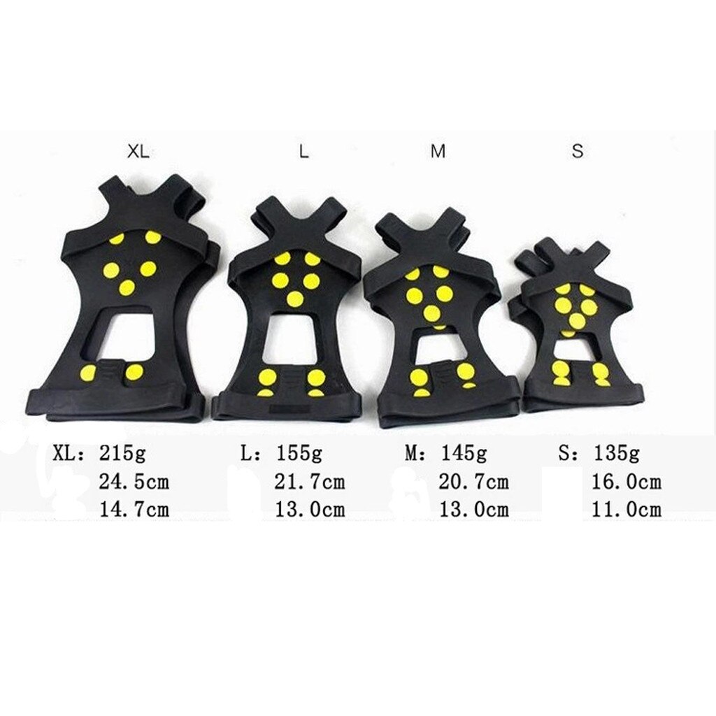 1 Pair Ice Snow Grips Cleat Over Shoe Boot Rubber Spikes Anti Slip 10-stud Crampons Stretch Footwear Climbing, Hiking