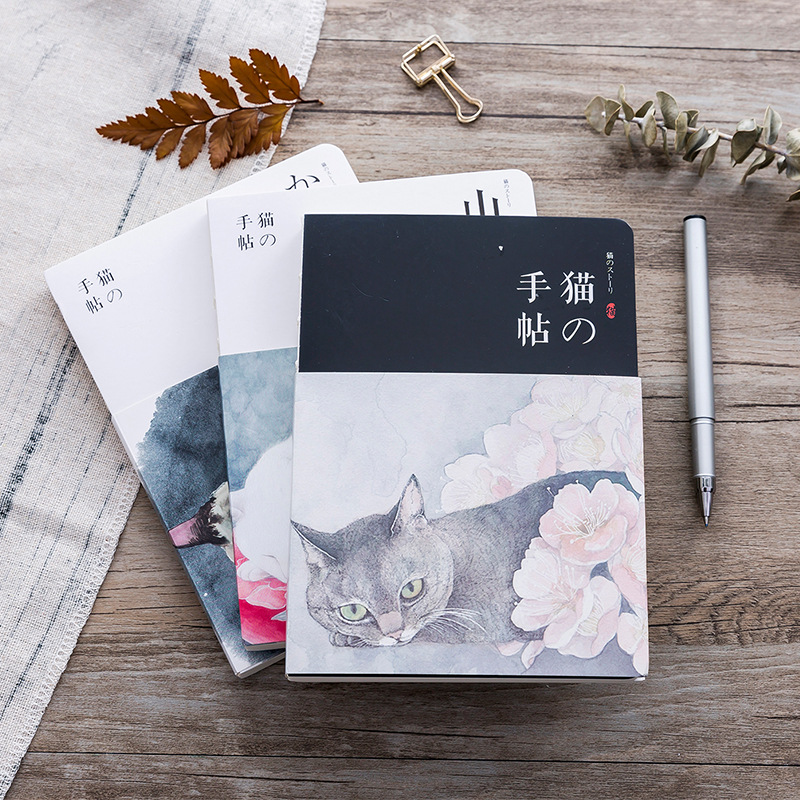 Japansk katt anteckningsbok klippbok för flickor kontorspapper skolmaterial 18 x 13cm kawaii planerare för flicka