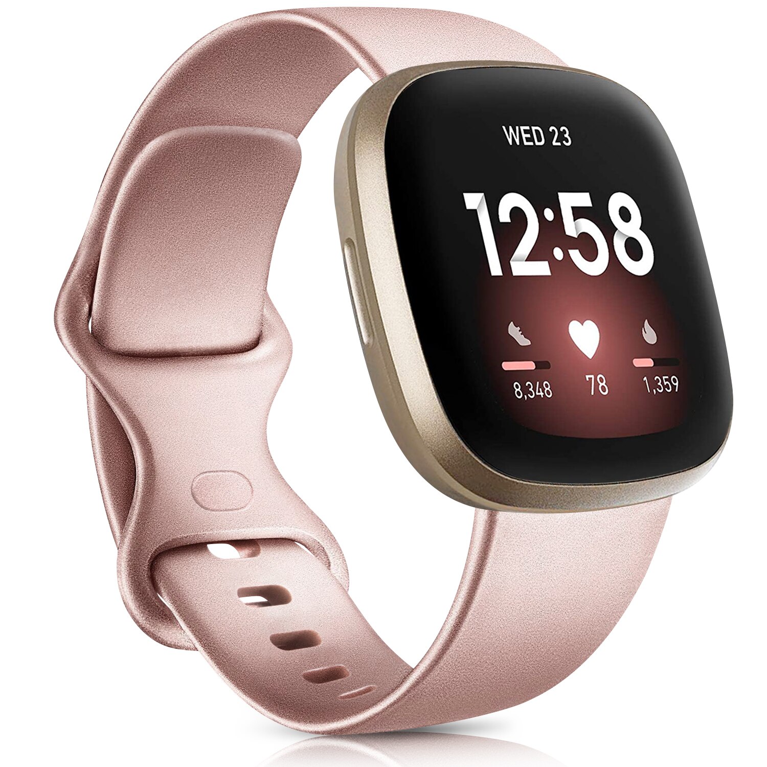 Siliconen Horloge Band Voor Fitbit Versa 3 Band Smartwatch Sport Armband Voor Fitbit Versa Gevoel Waterdicht Wrist Band Accessoires: rose gold / L(165-215mm)