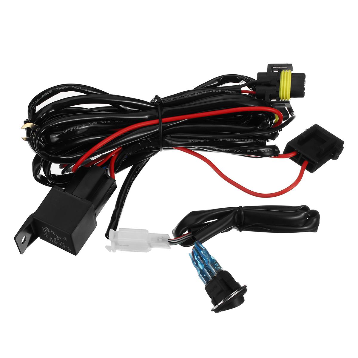 12V H11 Fog Light Lamp Wiring Harness Socket Wire Connector With 40A Relay LED Work Light Lamp Driving Offroad Universal