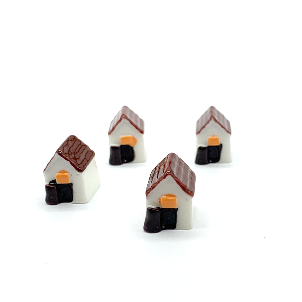 4PCS Mini Cute House Model Miniature Fairy Garden Decor Windmill Castle Church Photography Props DIY Accessories: 4PCS House