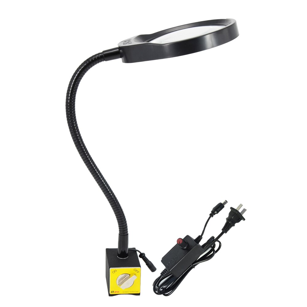 Magnetförstoringsglaslampa 3x 5x 8x 10x med magnetiskt stativ 5 -tums förstoringsglas justerbart led-ljus maskiner magnetverktyg: 20x
