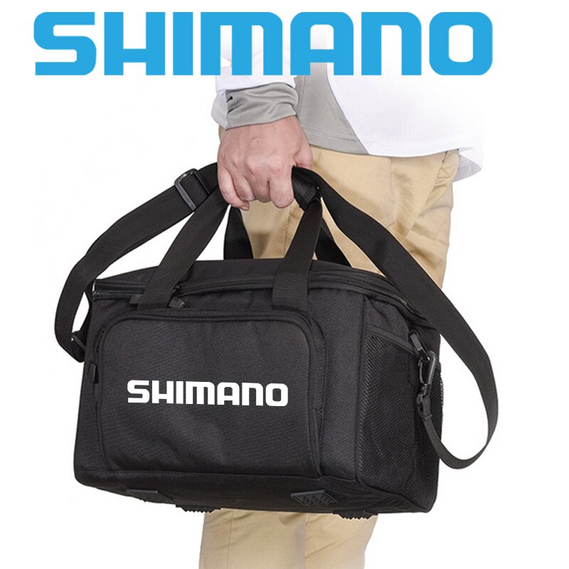 SHIMANO-bolsas multifuncionales para aparejos de pesca, bolsa de almacenamiento para equipos de pesca,: Negro