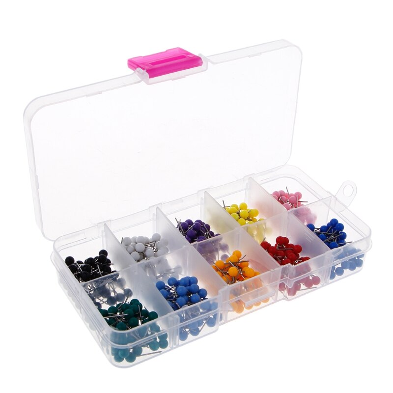 10 couleurs punaises tête en plastique ronde avec pointe en acier épingles colorées assorties