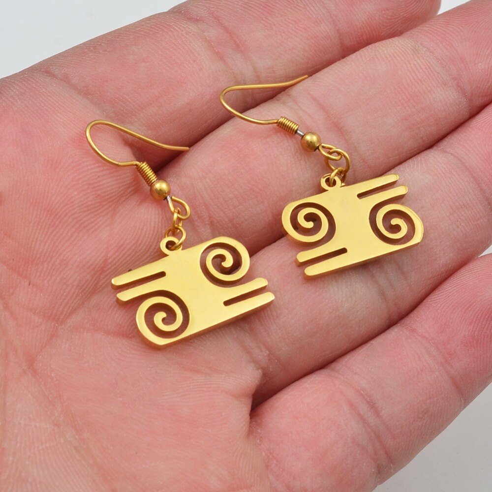 Anniyo African Symbol Earrings Gold Color &amp; Stainless Steel Material Adinkra Gye Nyame Earrings Ethnic Jewelry #074021