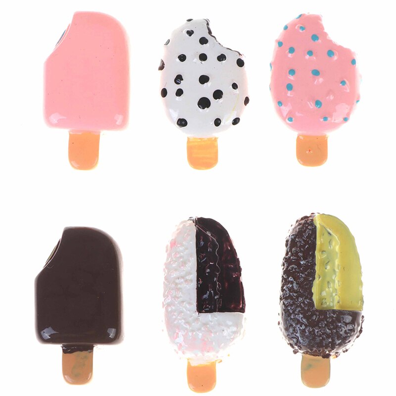 Cute Mini Dollhouse Miniature Pretend Toys Ice Cream Cups Spoon Bar DIY Ice-lolly Simulation Food For Dolls Accessories