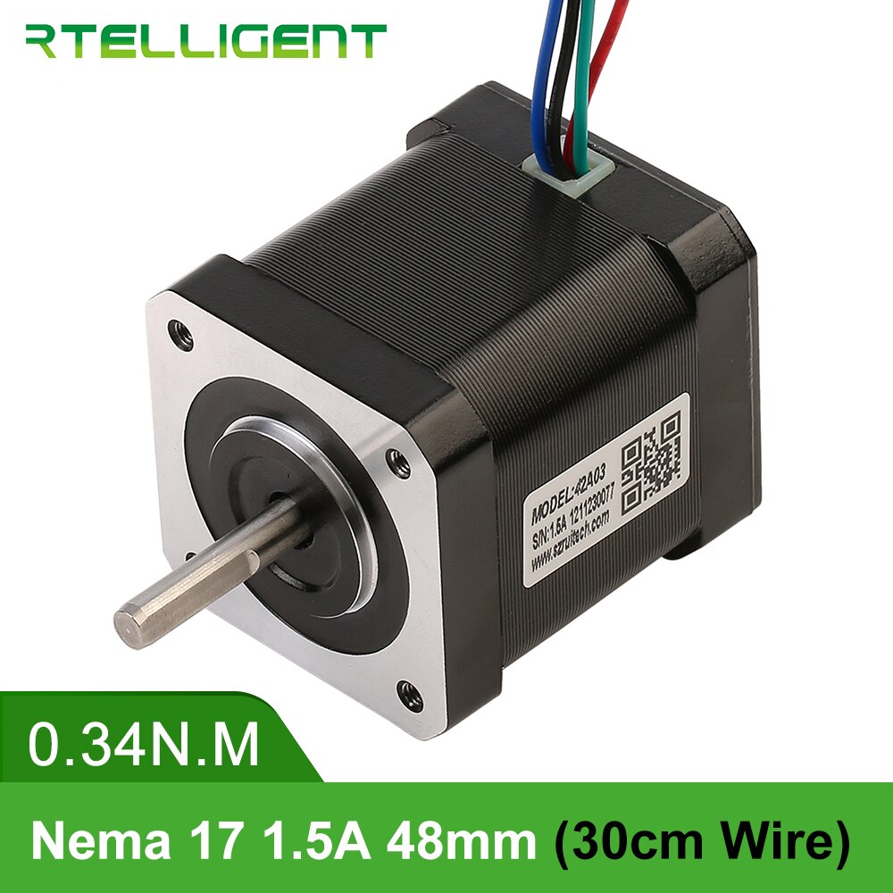 Motor paso a paso Rtelligent, 2 fases, Nema 17, 24-48V CC, suministro R42, con Motor paso a paso Nema17 22/34/71N.cm
