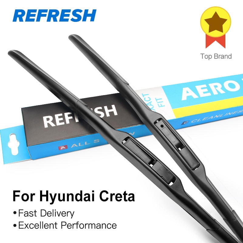 REFRESH Hybrid Windscreen Wiper Blades for Hyundai Creta ( ix25 ) Fit Hook Wiper Arms Model Year