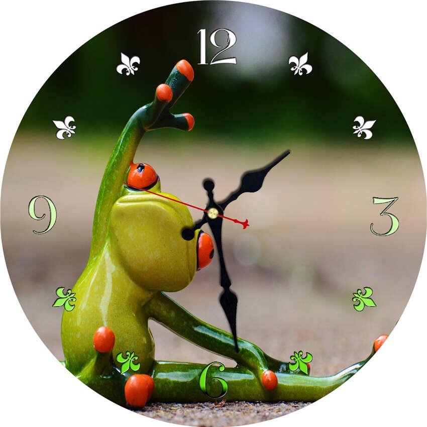 MEISTAR Frogs With Glasses Wooden Clocks Silent Living Study Garden Bath Room Home Decor Watches Large Art Wall Clocks: Artistic Gymnastics / 14 inch ( 34 cm )