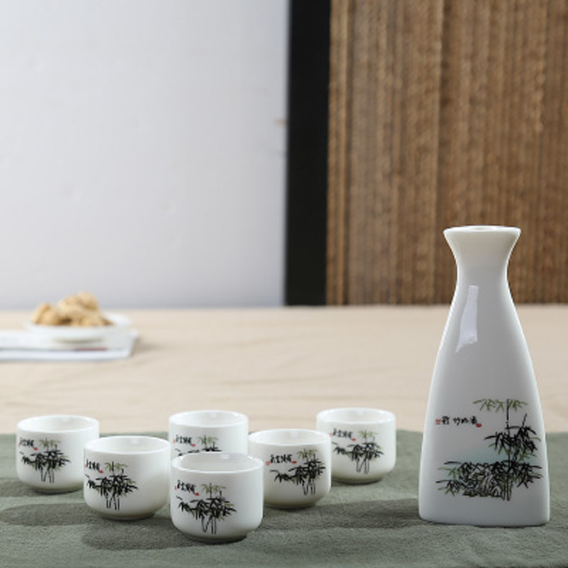 7 st/set keramik keramik sake kopp kanna japan vinglasset vinskål litet keramiskt vinglas: Stil 2